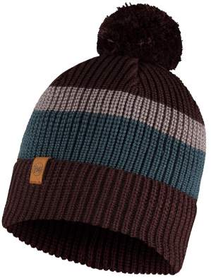 Buff Knitted Hat, Elon Maroon