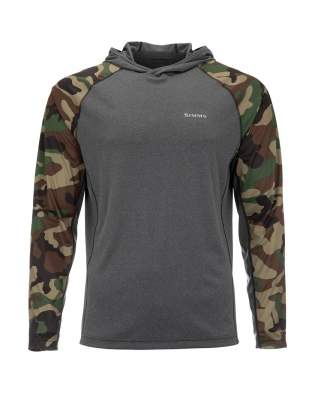 Simms SolarFlex Hoody - Print, Woodland Camo-Carbon Heather