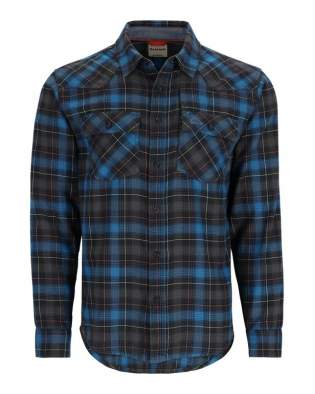 Simms Santee Flannel LS Shirt, Black-Bright Blue Window Pane Ombre