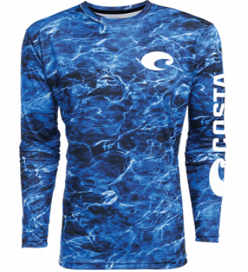 Costa TECHNICAL MOSSY OAK ELEMENTS LS SHIRT, Camo Blue