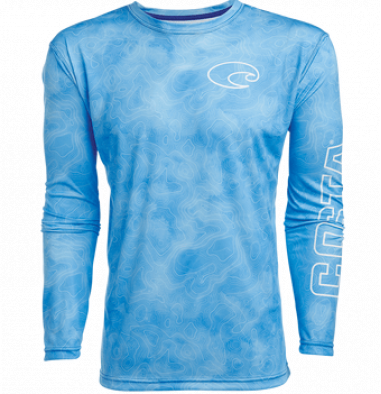 Costa TECHNICAL TOPOGRAPHIC LS SHIRT, Blue