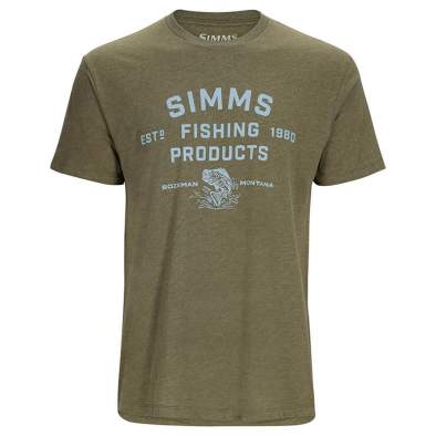 Simms Stacked Logo Bass T-Shirt, Military Heather