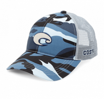 Costa, XL Logo Camo Trucker, Blue Camo