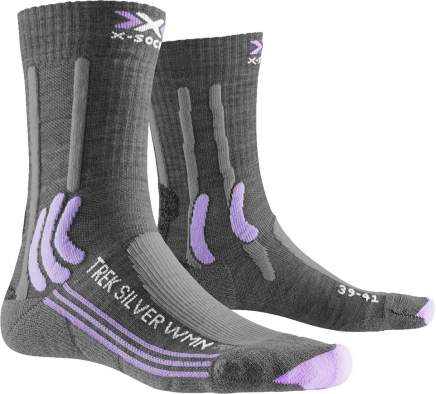 X-SOCKS TREK SILVER WMN SOCKS, Grey Melange-Bright Lavender