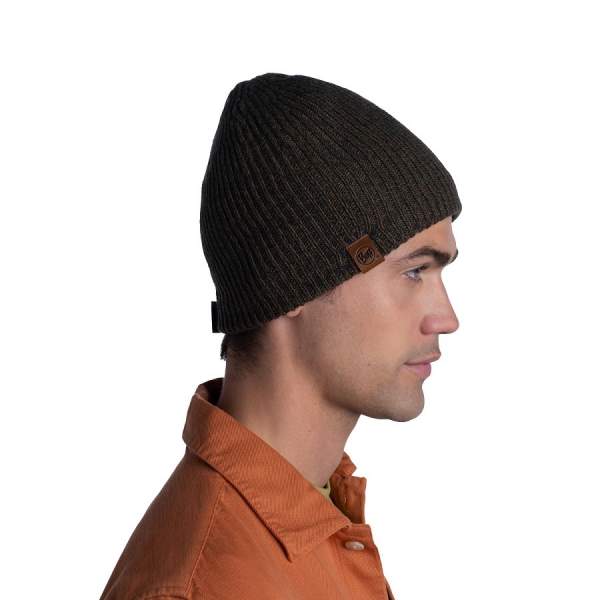 Buff Knitted & Full Fleece Hat, Lyne Bark