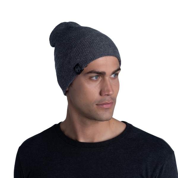 Buff Knitted & Full Fleece Hat, Lyne Grey