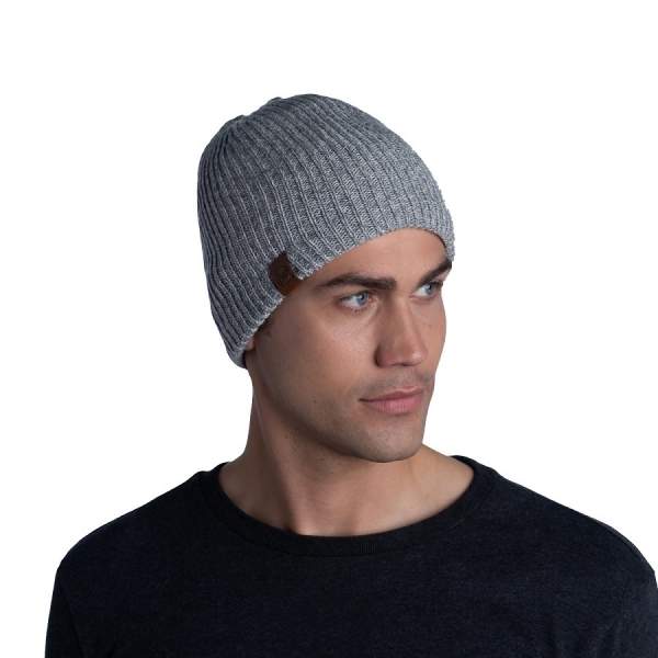 Buff Knitted & Full Fleece Hat, Lyne Light Grey