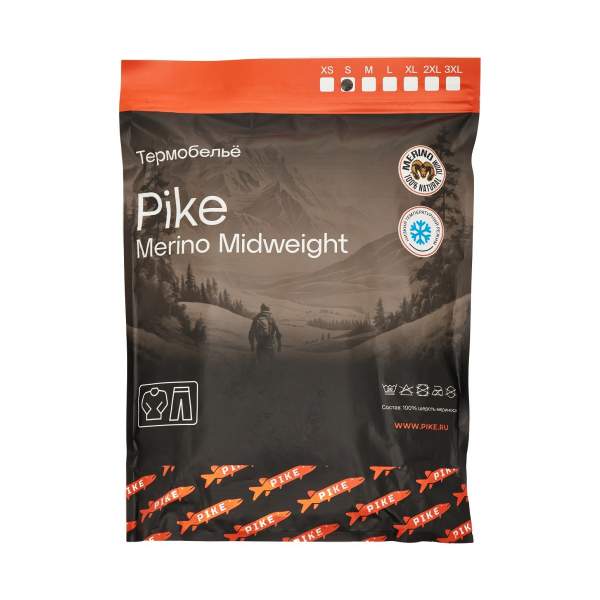 Термобельё Pike Merino Midweight, чёрный