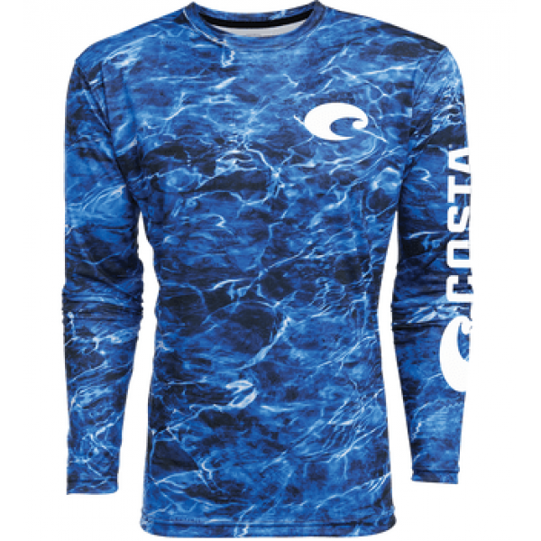 Costa TECHNICAL MOSSY OAK ELEMENTS LS SHIRT, Camo Blue