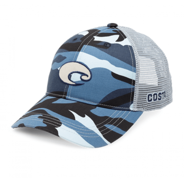 Costa, XL Logo Camo Trucker, Blue Camo