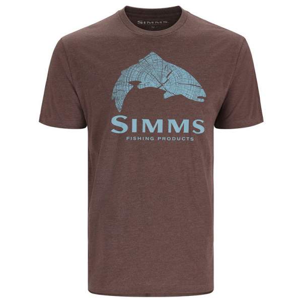 Simms Wood Trout Fill T-Shirt, Brown Heather