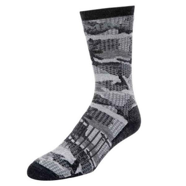 Simms Merino Midweight Hiker Sock, Hex Flo Camo Carbon