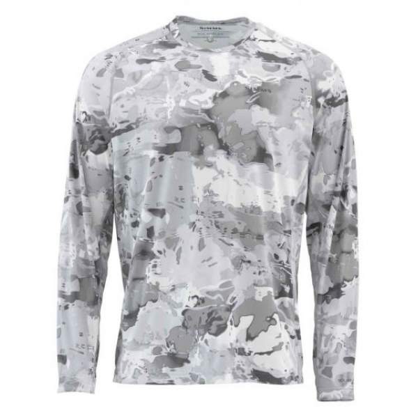 Simms SolarFlex LS Crewneck - Print, Cloud Camo Grey