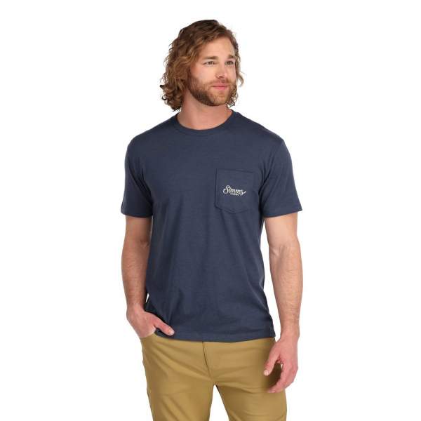 Simms Two Tone Pocket Tee, Navy Heather