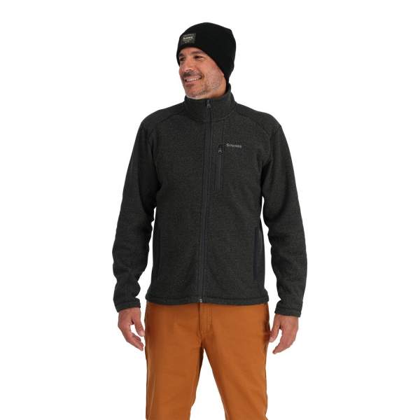 Simms Rivershed Full Zip Fleece Jacket, Black Heather