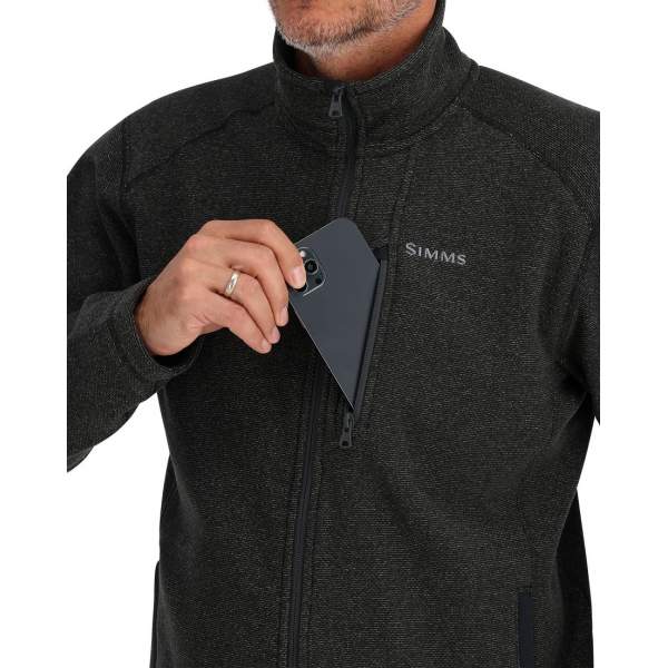 Simms Rivershed Full Zip Fleece Jacket, Black Heather