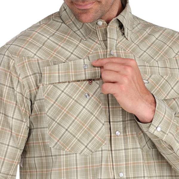 Simms Brackett LS Shirt, Dark Stone Classic Plaid