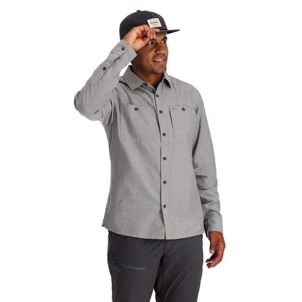 Simms Cutbank Chambray LS Shirt, Cinder Chambray