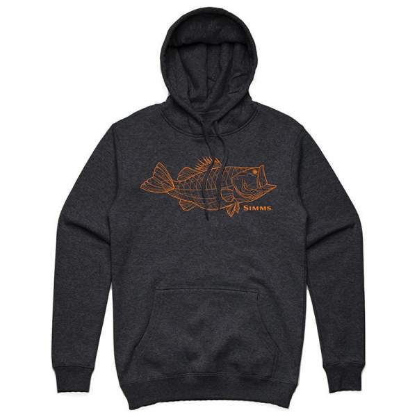 Simms Bass Line Hoody, Charcoal Heather