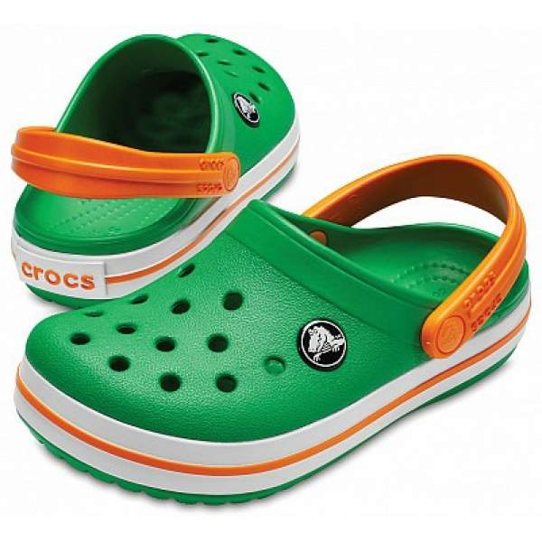 CROCS Crocband Clog K Grass Green-White-Blazing Orange