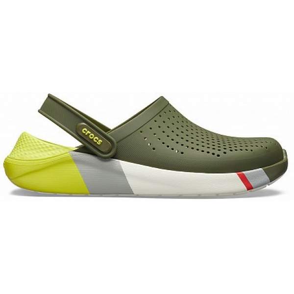 CROCS LiteRide Colorblock Clog Army Green-White