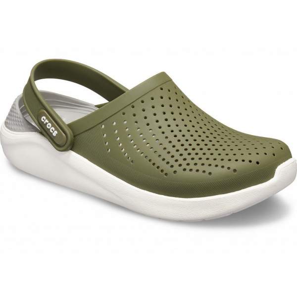 CROCS LiteRide Colorblock Clog Army Green-White New