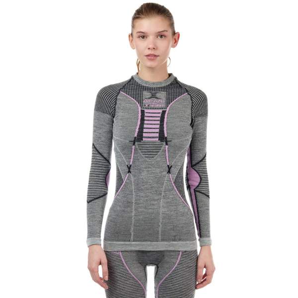 X-BIONIC APANI® 4.0 MERINO SHIRT ROUND NECK LG SL WMN, S, Black-Grey