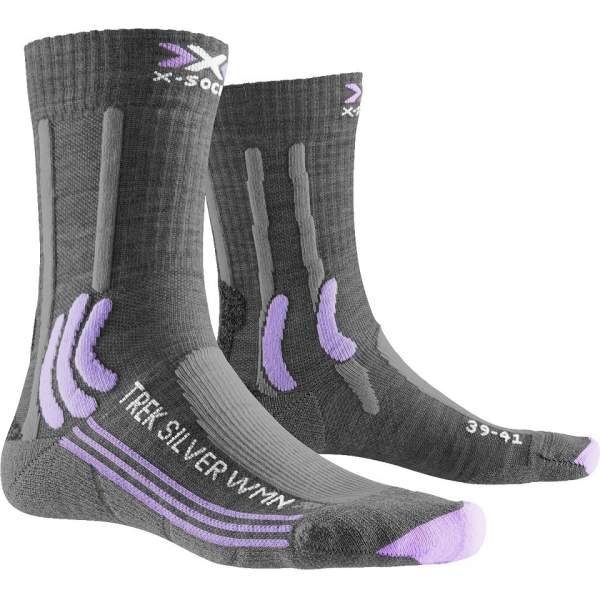 X-SOCKS TREK SILVER WMN SOCKS, Grey Melange-Bright Lavender